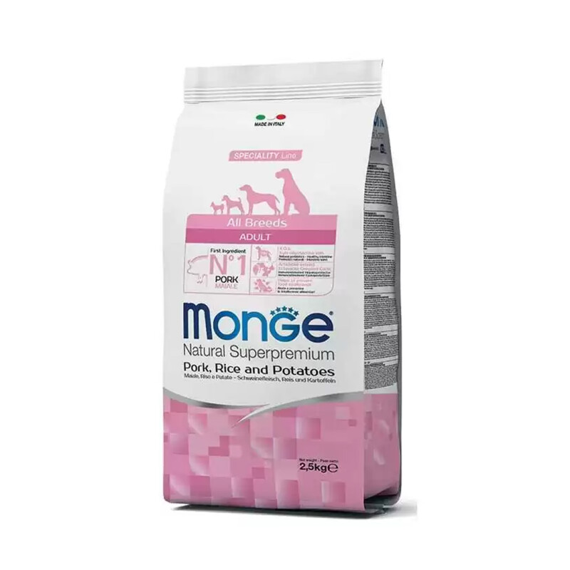 Monge All Breeds Adult Monoprotein Cerdo con Arroz y Papas 2,5 kgs