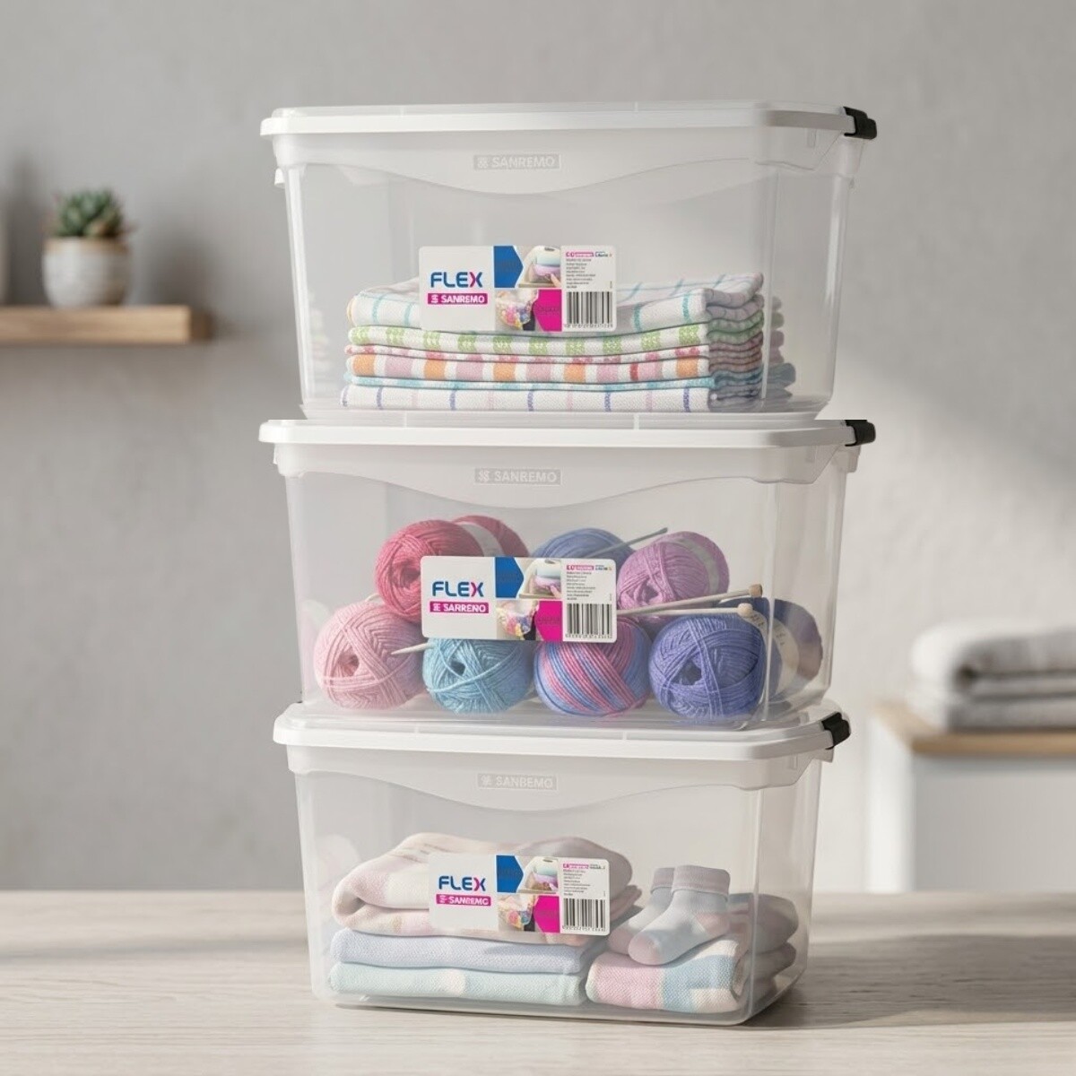 Set x3 Caja organizadora 68 lts - TRANSPARENTE 