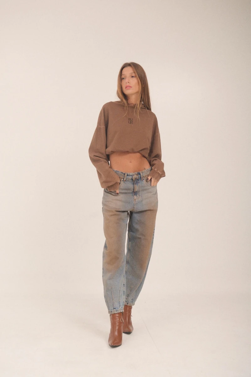 JEAN SLOUCHY LIGHT DIRTY Marron