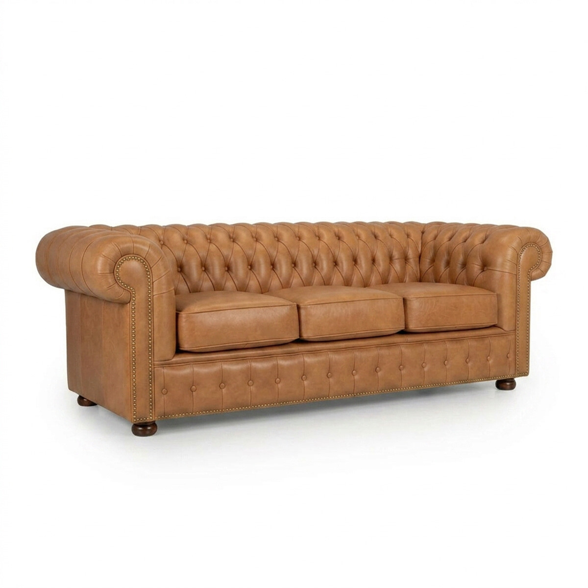 Sofá Chesterfield Novo - Cuero Básico - 3 cuerpos - Camel - (Preventa) 
