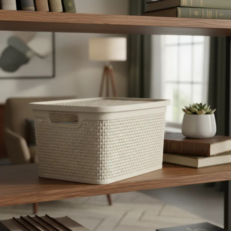 Caja simil ratán 15 lts BEIGE