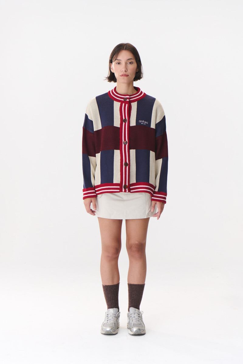 Cardigan Glory Print Azul