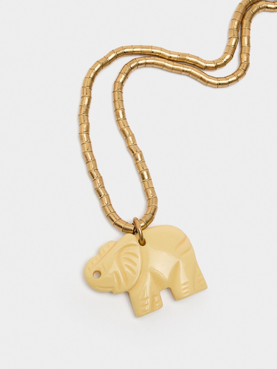 Collar Largo Colgante De Elefante beige
