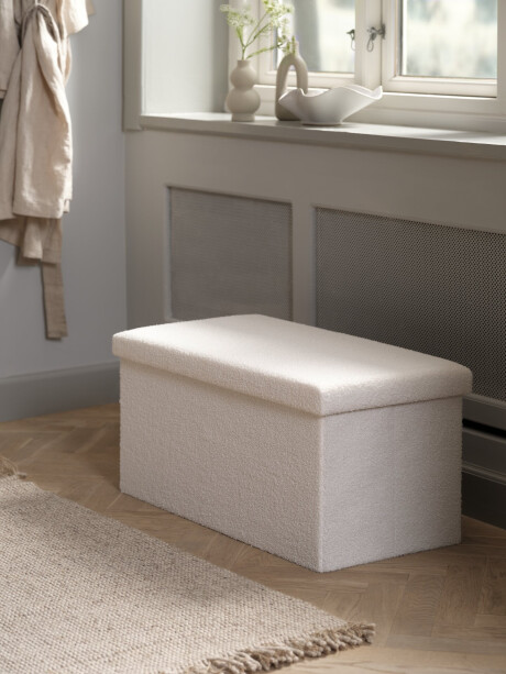 Puf NYSTED 76x38 con almacenaje felpa blanco Puf NYSTED 76x38 con almacenaje felpa blanco
