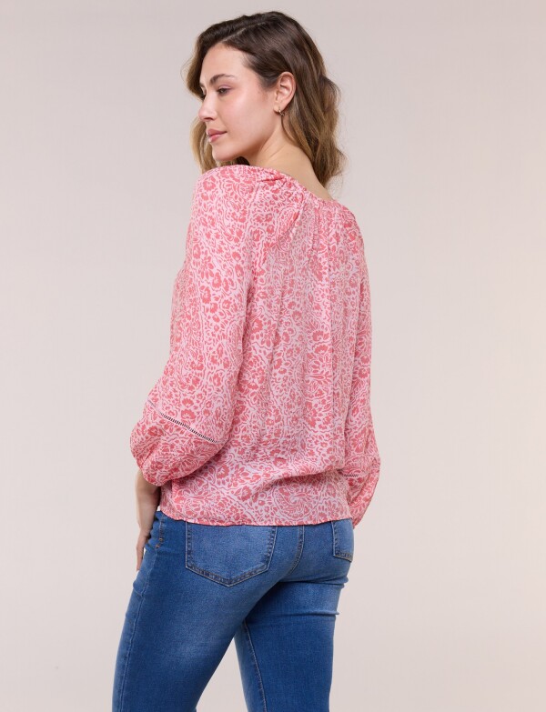 Blusa Con Detalles De Puntilla ROSA/MULTI