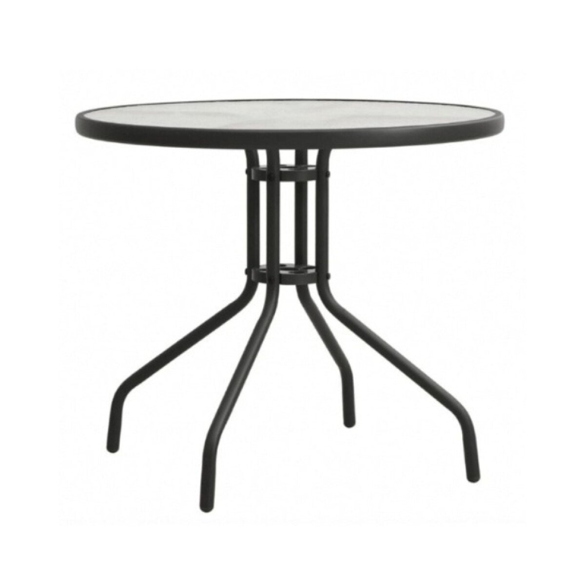 Mesa Redonda 80cm De Vidrio Para Jardín Negra 