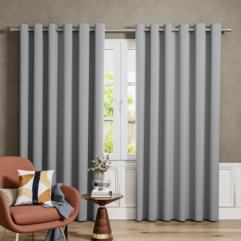 Set x4 paños cortina blackout 1,35m x 2,30m GRIS