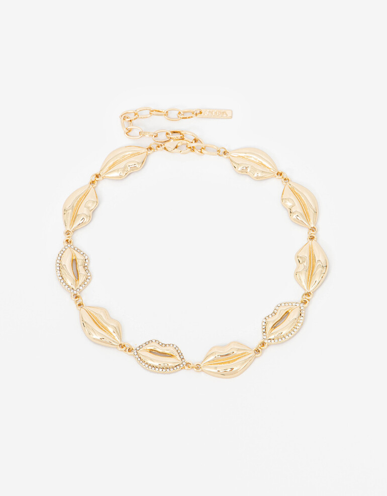 Chokers Metal Choker Boquitas Con Strass - Dorado