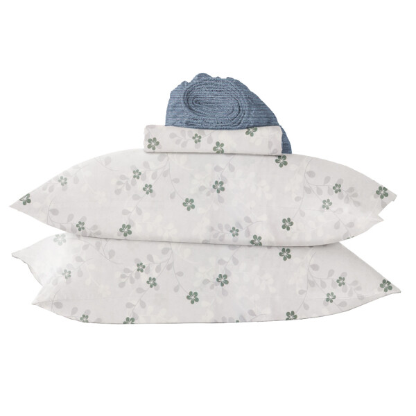 Juego de Sabanas 2 Plazas Suaves Estampado Calidad Frescas Variante Diseño Flores Color Azul