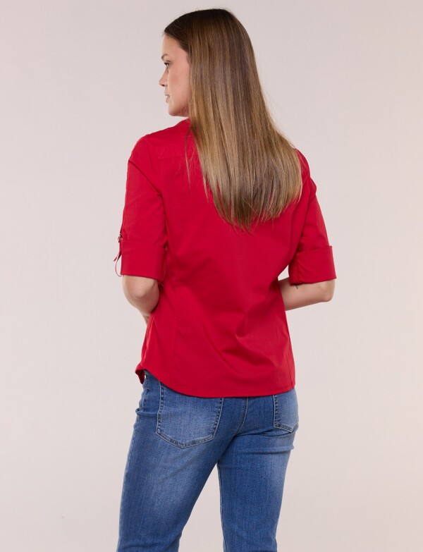 Camisa Algodon Con Laterales Elastizados ROJO