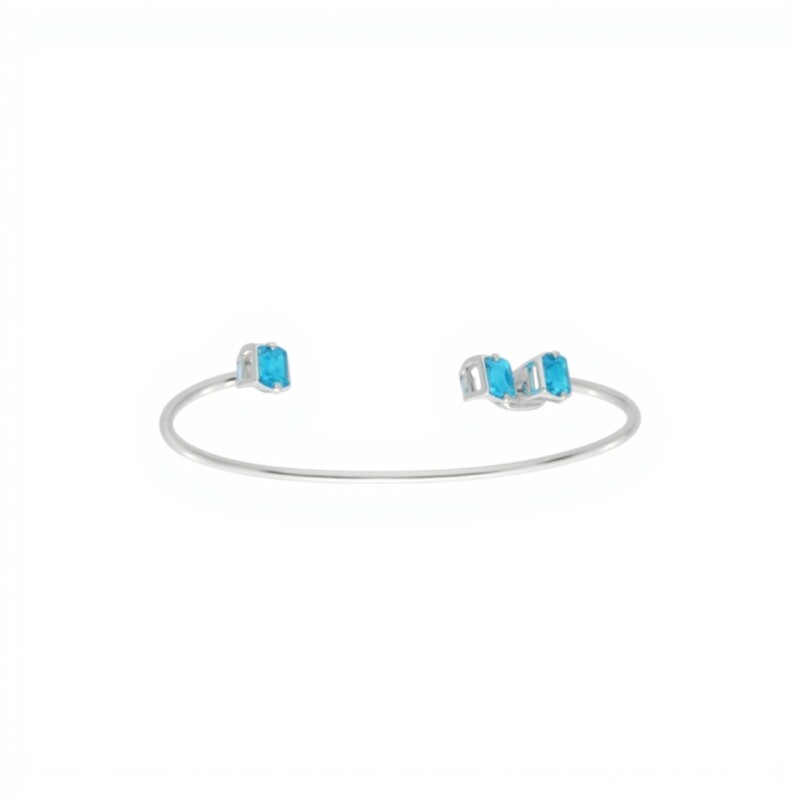 Brazalete Mysore-Plata 925 rodinada- Piedra Topacio azul y Jade negro azul-BR2023 conpiedra
