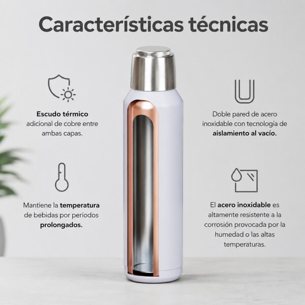 Termo Bremen Acero Inoxidable 1l Tapa Magnética GRIS