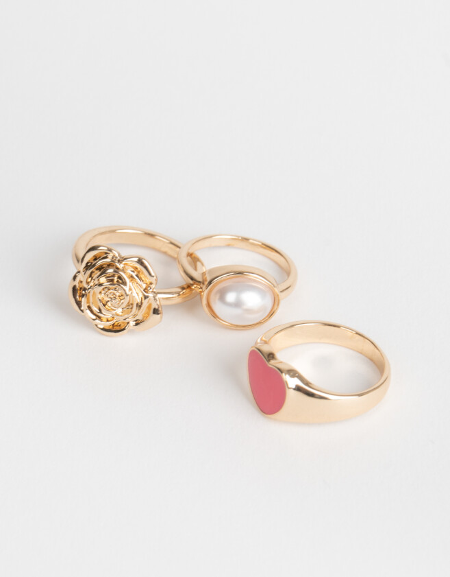 Sets Anillos Con corazón Set De Anillos - Dorado
