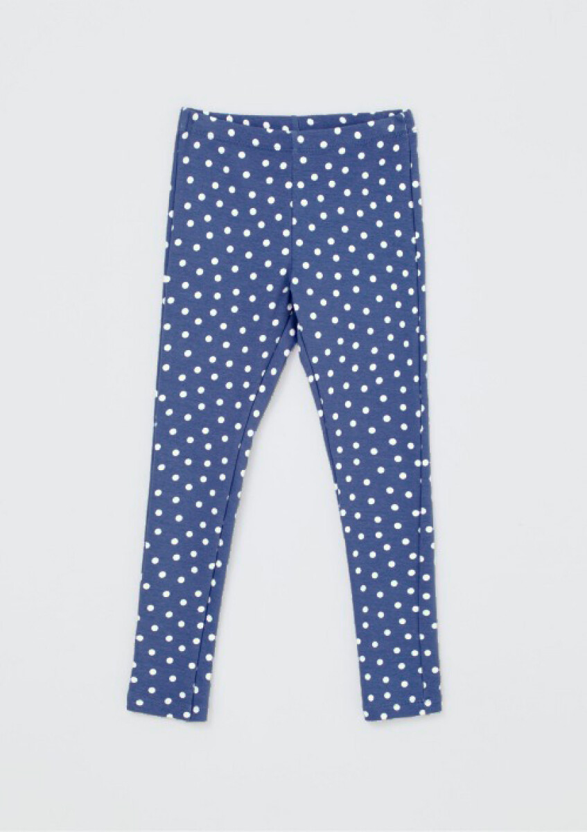 CALZA BÁSICA CON ESTAMPADO EN TELA ACANALADA - AZUL 