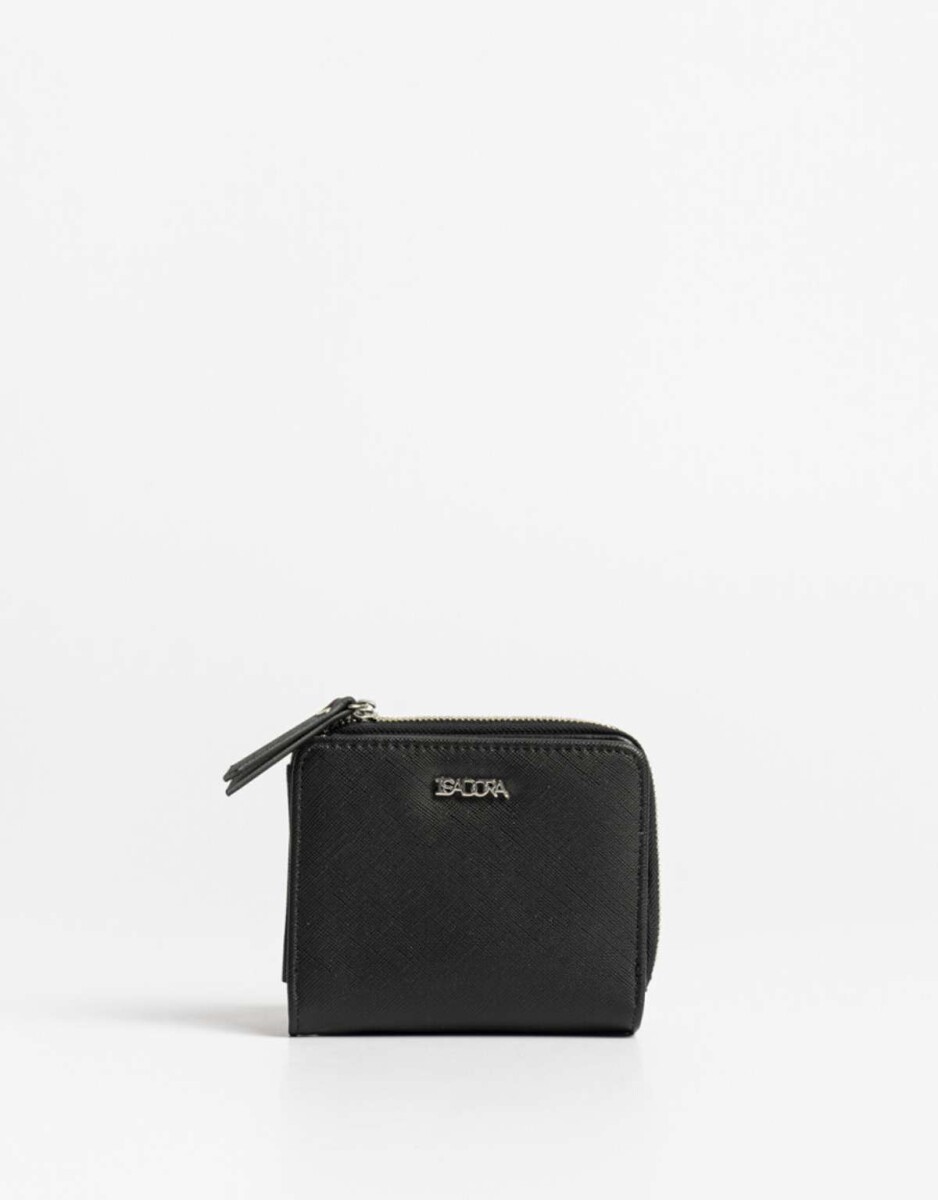 Billetera De Cuerina Con Cierre - Negro 