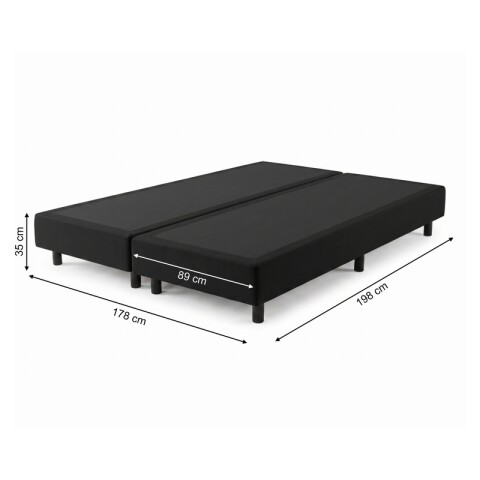 Base Box Sommier Tapizada Negra para Colchón 178x198x35 Doble