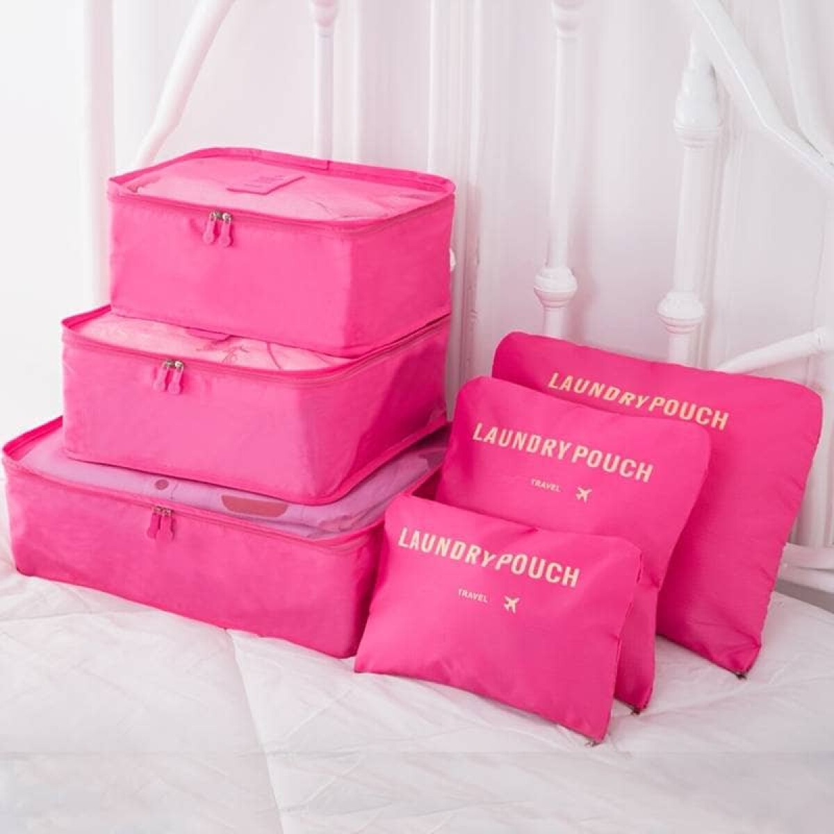 Set 6 bolsas organizadoras equipaje de viaje para valija - rosa 