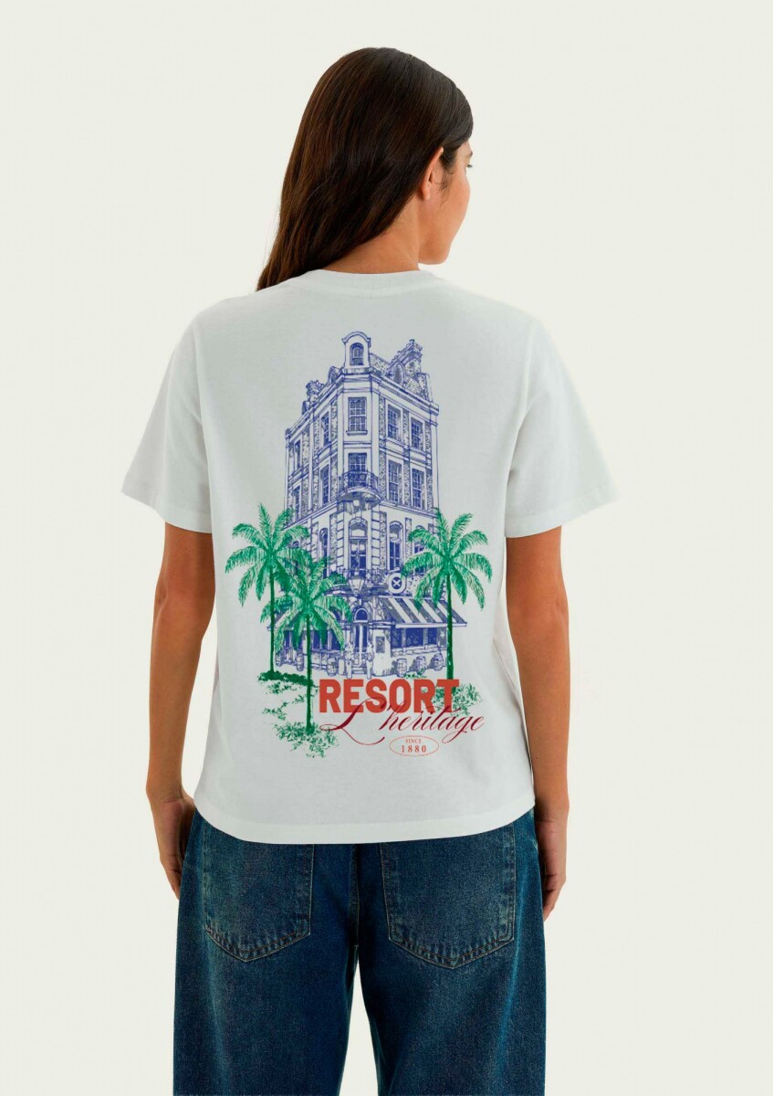 CAMISETA MANGA CORTA CON ESTAMPA - BLANCO - BLUSA FEM 