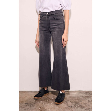 Jean Flared Wide Leg Denim Gris