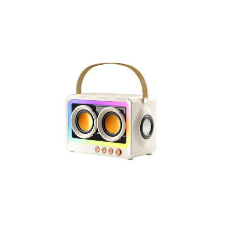 Parlante portátil Bluetooth con luces LED Beige
