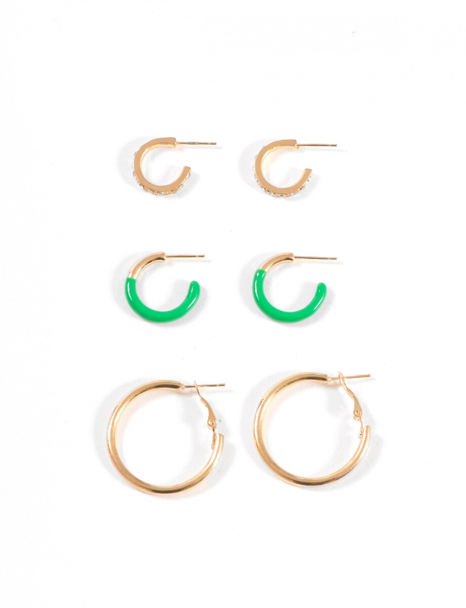 Set de aros strass - dorado 