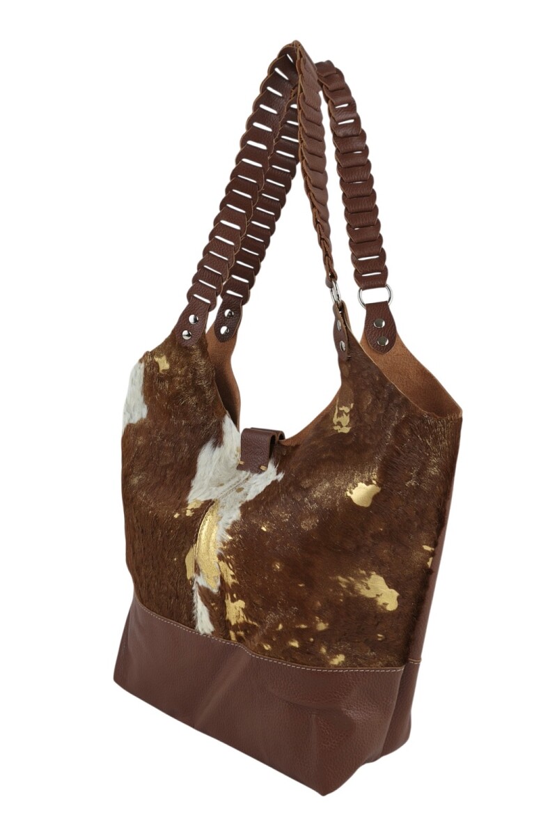 Tote bag de cuero Marrón con dorado