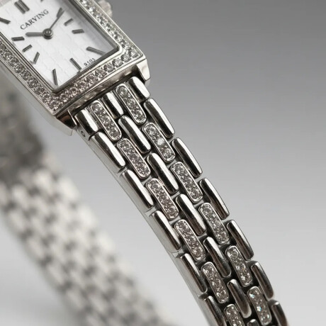 Reloj Pulsera para Mujer Diseño Clásico Elegante con Brillos Plateado