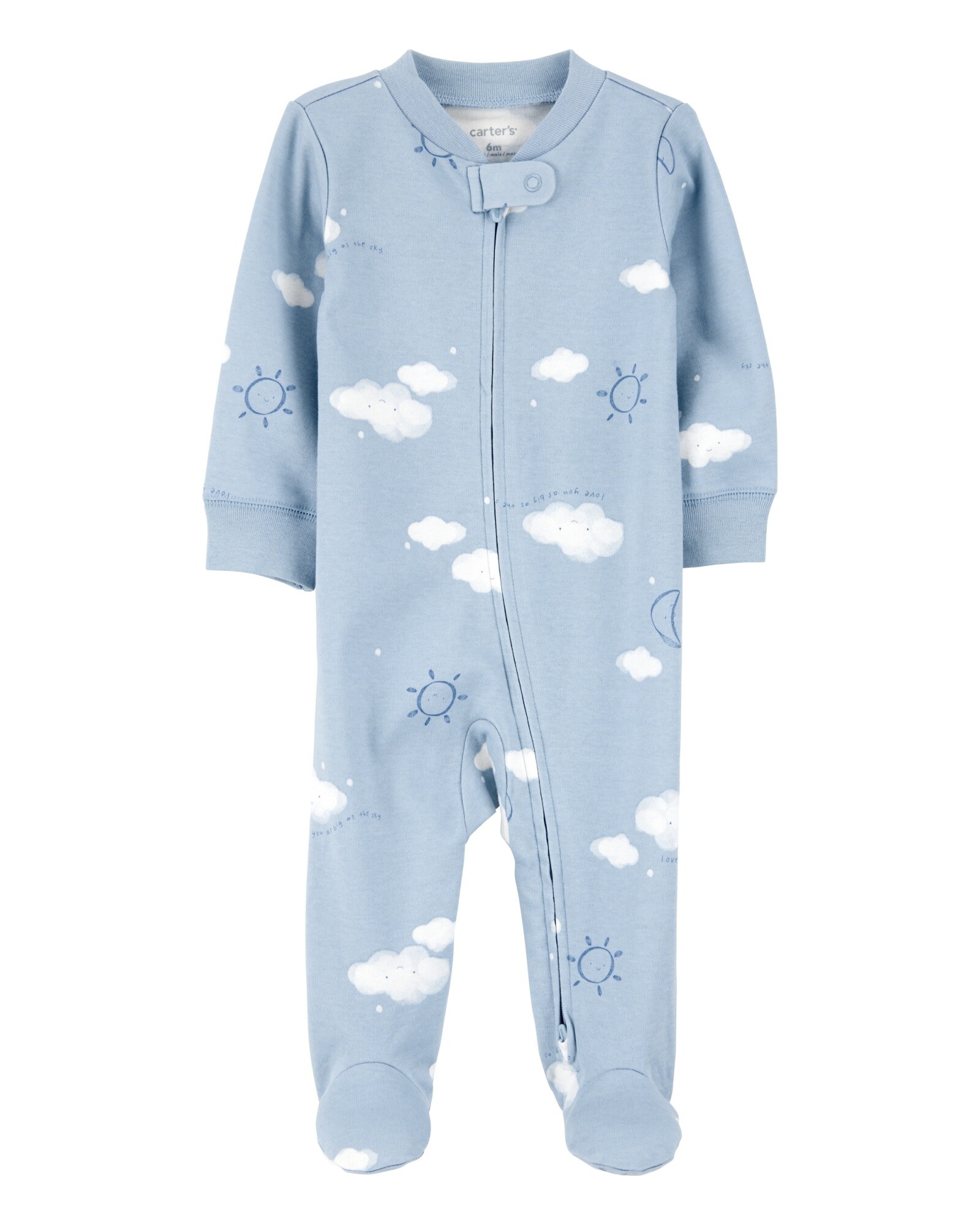 Pijama una pieza de algodón, con pie, diseño cielo Sin color