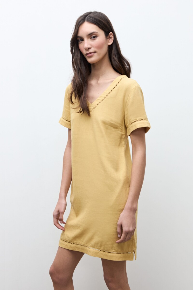 Vestido lino con vainillas maiz