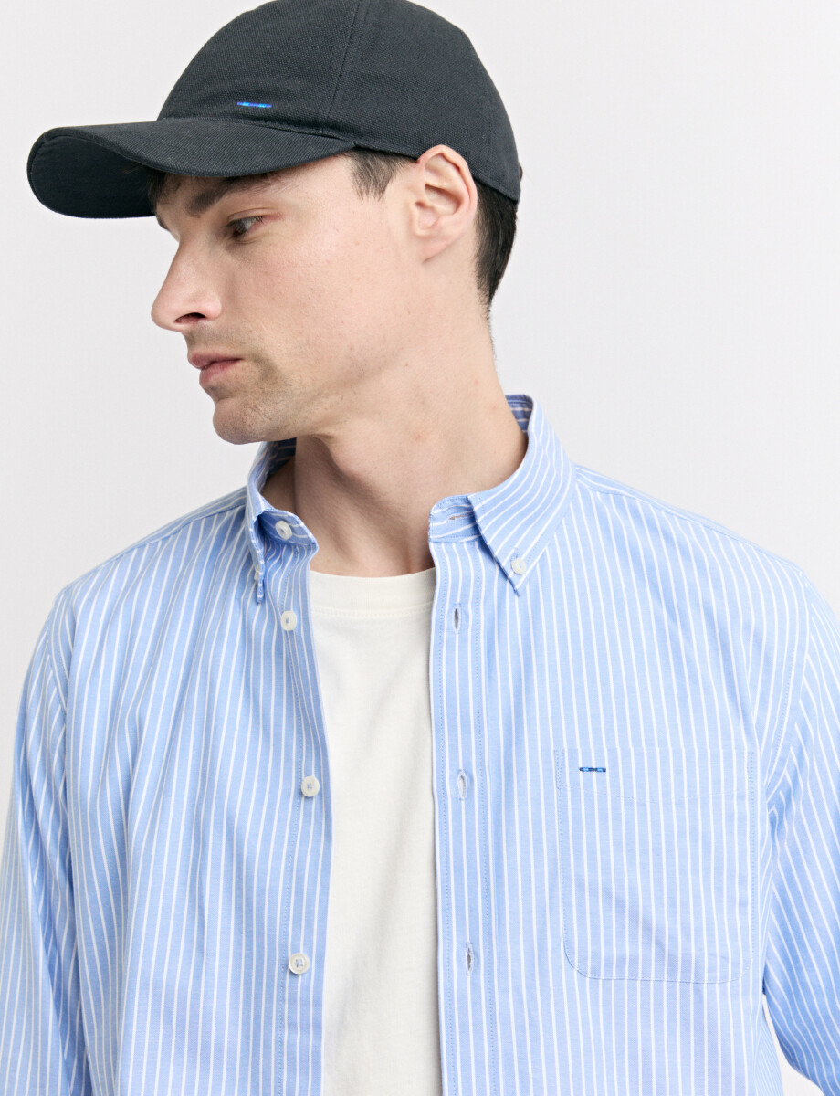 012608 CAMISA HARRINGTON LABEL Celeste/blanco