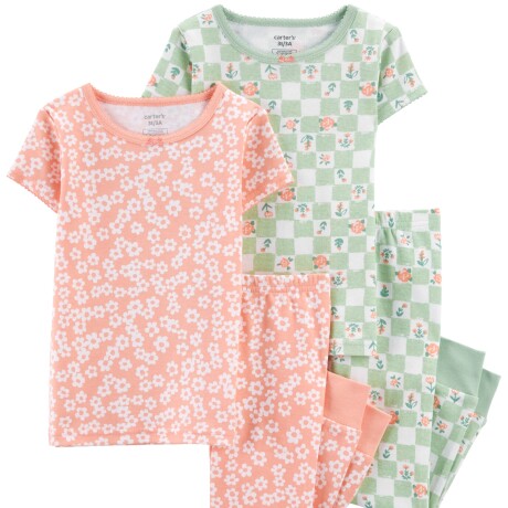 Pijama Carters 4 Piezas 2 Remeras y 2 Pantalones Algodón MULTICOLOR