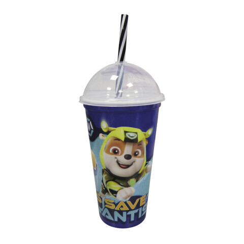 Vaso Plástico Milk Shake con Pajita Paw Patrol 500 ml CHASE Y RUBBLE