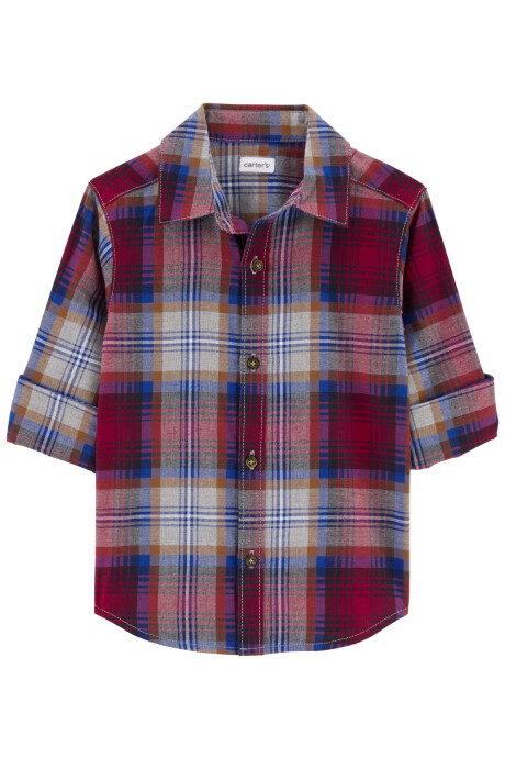 Camisa de sarga diseño a cuadros Sin color