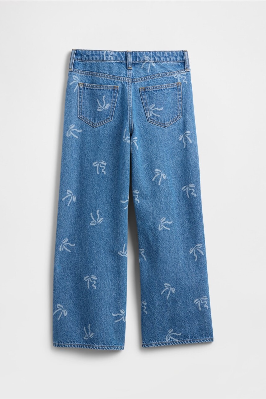 Jean Wide Tiro Alto Niña Medium Wash