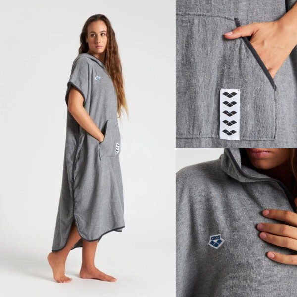 Poncho De Algodon Con Capucha Unisex Arena Icons Hooded Poncho Gris