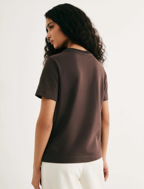 BLUSA FEMENINA SUPER COTTON MANGA CORTA MARRÓN