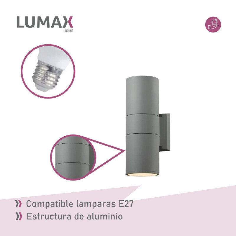 Lámpara Exterior Doble en Aluminio Lumax Modelo Stafford Gris