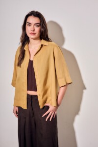 Camisa Lyocell Mostaza