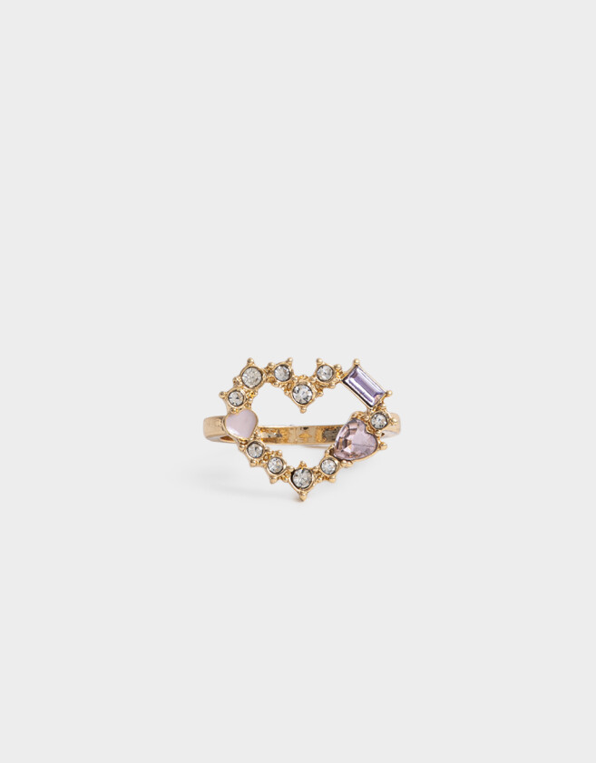 Anillos Chicos Strass Corazón Anillo Corazón Dorado Strass - Dorado