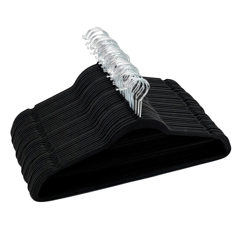 Set x40 perchas antideslisantes de terciopelo NEGRO