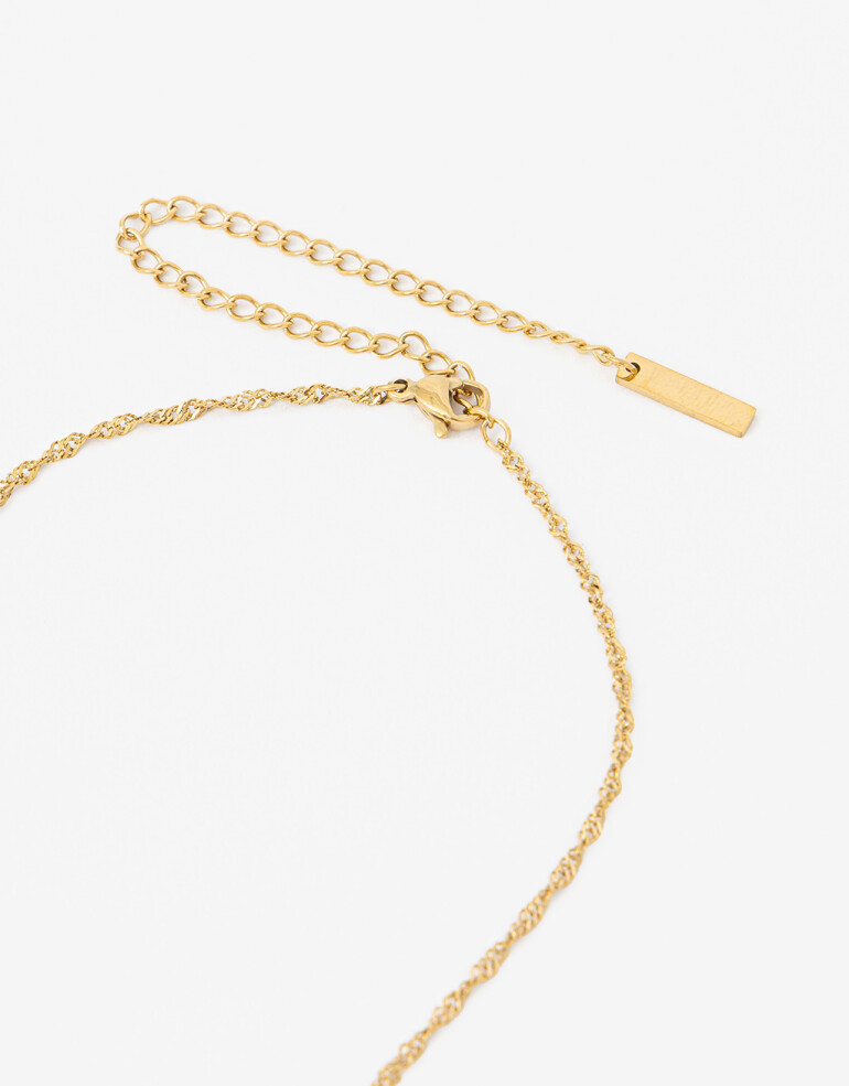 Cadena Corta con Dije Piedra Cadena Acero Con Dije Nácar - Dorado