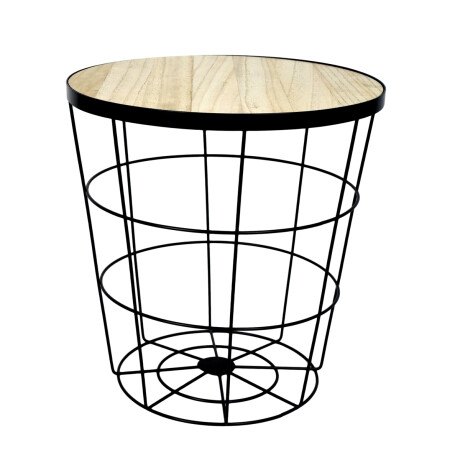 Cestos tipo mesa de metal calado con tapa de madera Cestos tipo mesa de metal calado con tapa de madera