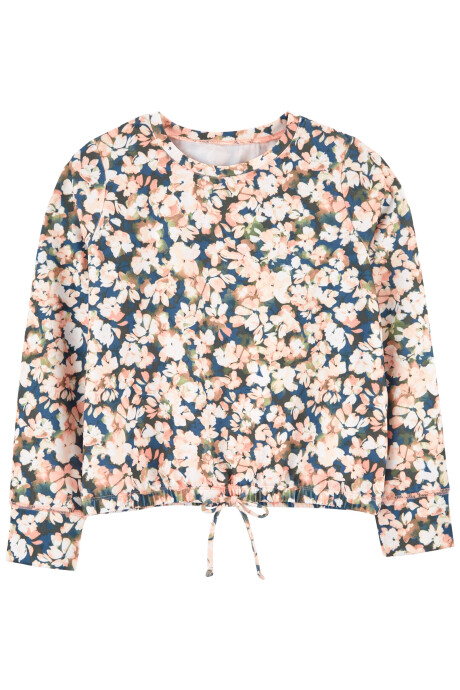 Blusa de poliéster, anudada, diseño floral Sin color