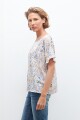 Blusa estampada con volados multicolor