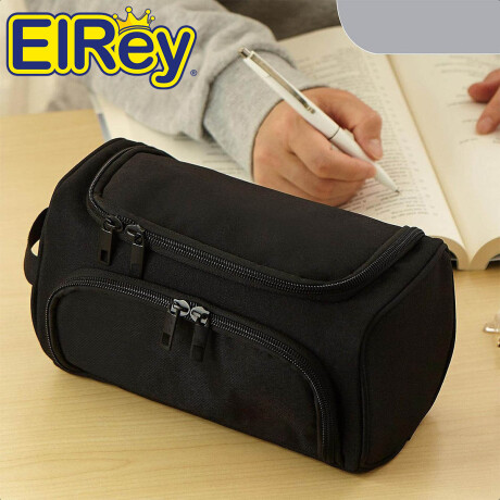 Cartuchera Escolar Liceal Grande 22x12cm Doble Cierre Negro