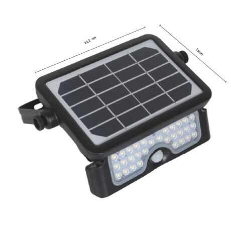 LUMINARIA DE PARED SOLAR<br /> LEADPAD 5W NEGRO Luminaria LeadPad LED de Pared Exterior con Panel Solar y Detector de Movimiento Luz Neutra