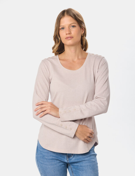 REMERA LISA CON BOTONES Beige