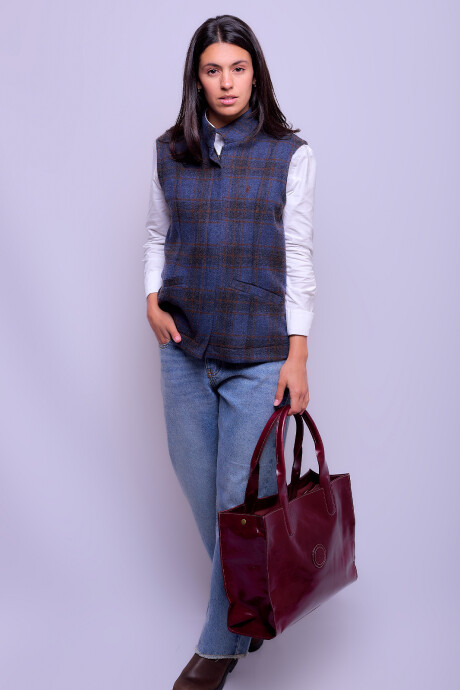 Chaleco Olivo Cuadros Azul