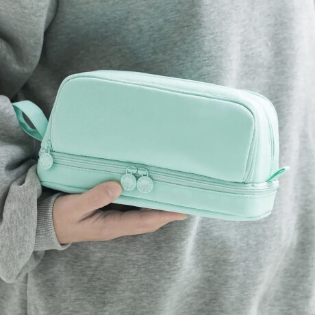 Cartuchera grande con asa y bolsillo inferior 21x12x9cm Verde