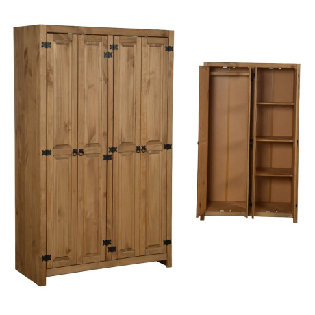 Placard Ropero Armario Madera Maciza Closet 4 Puertas Pino MARRON